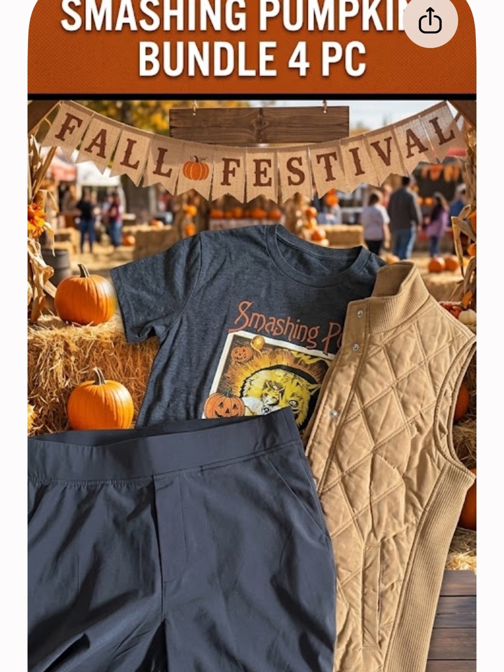 Smashing Pumpkin Tee & Quilted Vest Columbia joggers Anthro cup size lrg